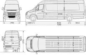 Розміри Mercedes Sprinter Extra Long